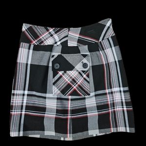 Loft Ann Taylor Pleated Plaid Mini Skirt with Pockets